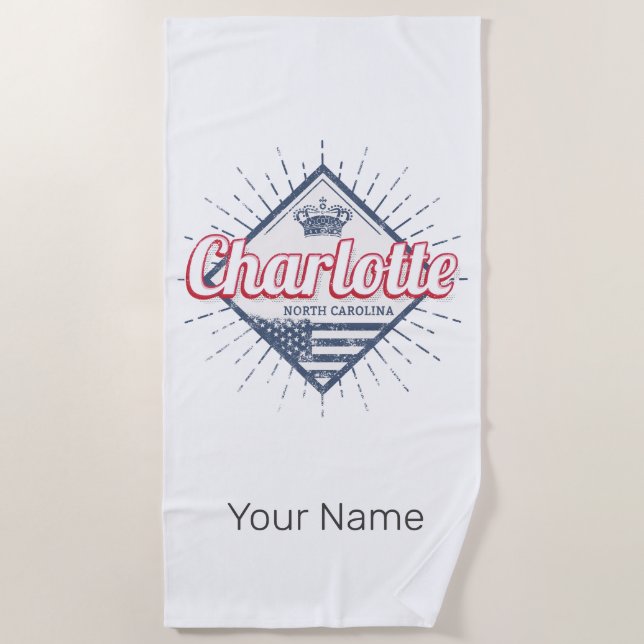 Charlotte City North Carolina Vereinigte Staaten Strandtuch (Vorderseite)