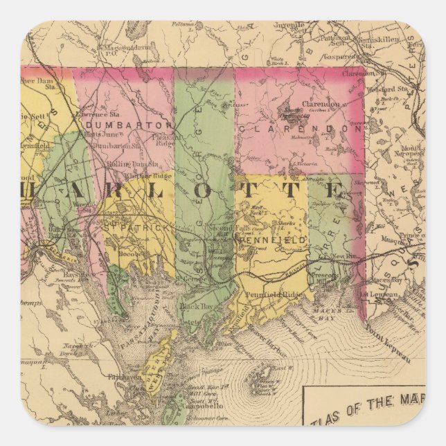 Charlotte Co., NB Quadratischer Aufkleber (Vorderseite)