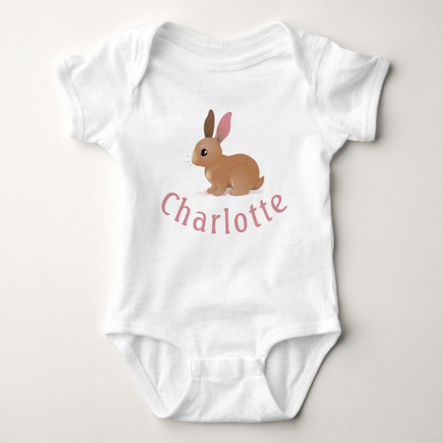 Charlotte Custom Bunny Kinderzimmer Girls Name Rev Baby Strampler (Vorderseite)