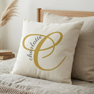 Charlotte Elegant Gold Namensdekoration Kissen