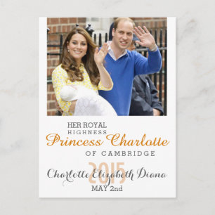 Charlotte Elizabeth Diana - British Will Kate Postkarte