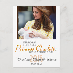 Charlotte Elizabeth Diana - British Will Kate Postkarte