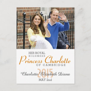 Charlotte Elizabeth Diana - British Will Kate Postkarte