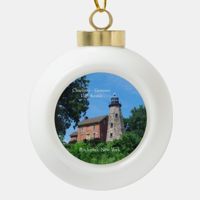 Charlotte Genesee Lighthouse Keramik Kugel-Ornament (Vorderseite)