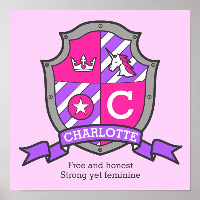 Charlotte Girls Name bedeutet heraldry Schild (Vorne)