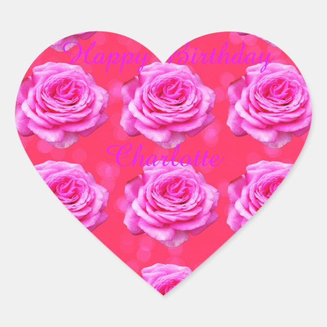 Charlotte Happy Birthday Girls Name Logo, Herz-Aufkleber (Vorderseite)