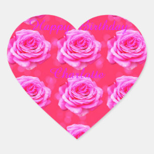 Charlotte Happy Birthday Girls Name Logo, Herz-Aufkleber