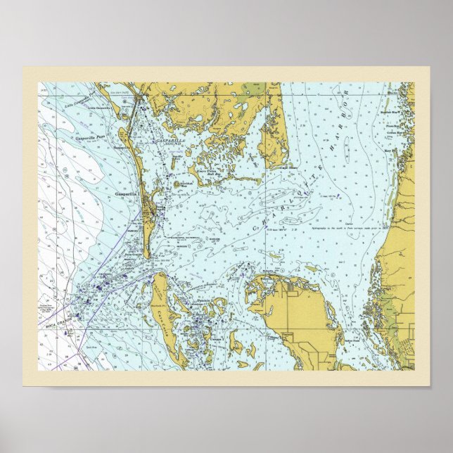 Charlotte Harbor Florida Nautical Map Poster (Vorne)