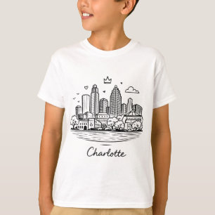 Charlotte-Illustration mit schwarzen Linien T-Shirt