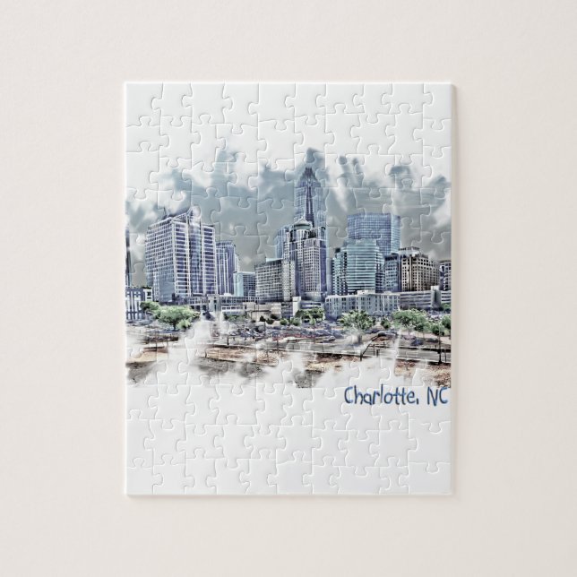 Charlotte-Königinstadt-Skyline Puzzle (Vertikal)