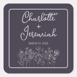 Charlotte | Kurierte Farben | Hochzeit Quadratischer Aufkleber