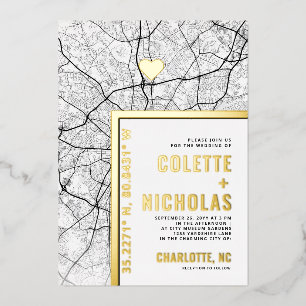 Charlotte Love Locator   Stadt Themen Hochzeit Folieneinladung