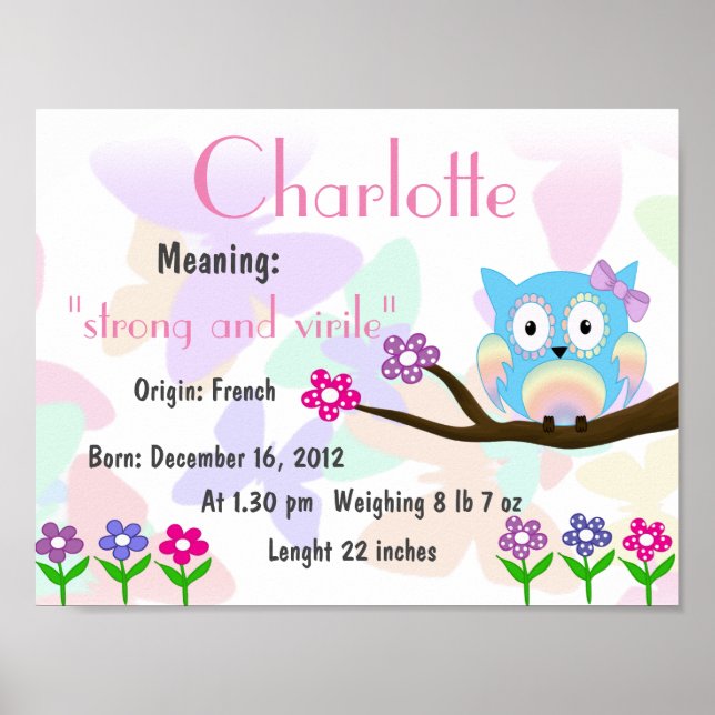 Charlotte Name bedeutet Keepake-Kinderzimmer Poster (Vorne)