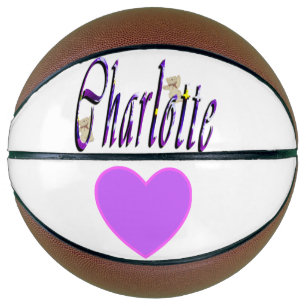 Charlotte Name mit Teddy und Herz Basketball