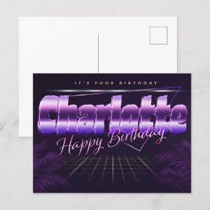 Charlotte Name Vorname lila Postkarte Geburtstag