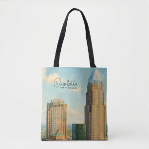 Charlotte NC Aquarell Skyline Reise