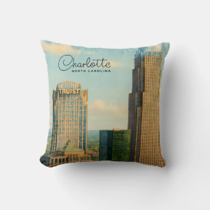 Charlotte NC Aquarell Stadtansicht Reise Kissen