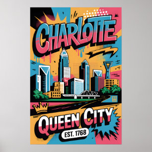 Charlotte NC Graffiti Urban Reiseplakat Poster