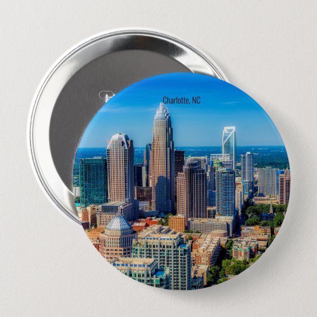 Charlotte, NC-Himmelspanorama Button (Vorne & Hinten)