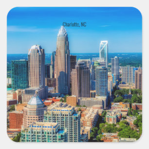 Charlotte, NC-Himmelspanorama Quadratischer Aufkleber