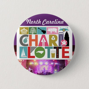Charlotte NC North Carolina Round Magnet Button