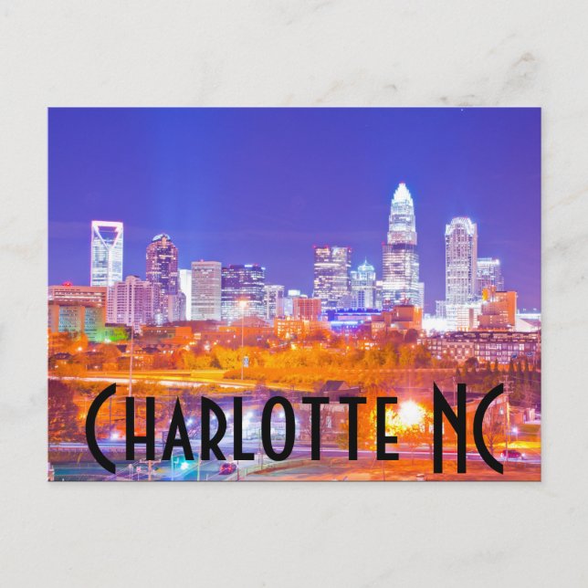 Charlotte NC Postkarte (Vorderseite)