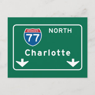 Charlotte, NC Road Sign Postkarte