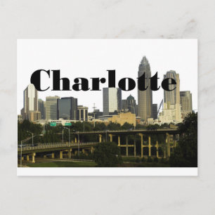 Charlotte NC Skyline mit Charlotte im Himmel Postkarte