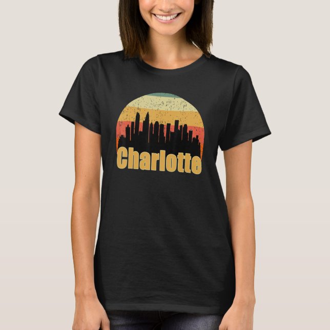 Charlotte Nc Skyline Silhouette Sunset I Love Char T-Shirt (Vorderseite)