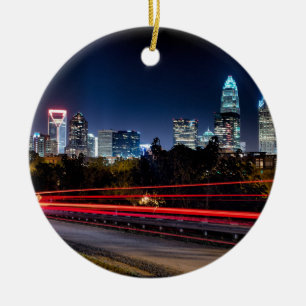 Charlotte Nord-Carolina Skyline-Abend Keramikornament
