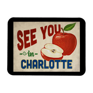 Charlotte North Carolina Apple - Vintage Magnet