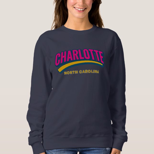Charlotte North Carolina Bold City Design - Retro Sweatshirt (Vorderseite)