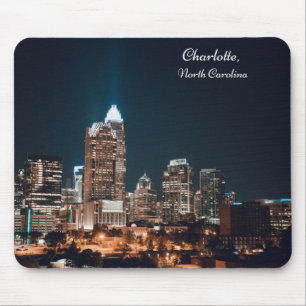 Charlotte North Carolina City Skyline Nacht Mousepad