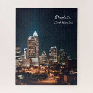 Charlotte North Carolina City Skyline Night Puzzle
