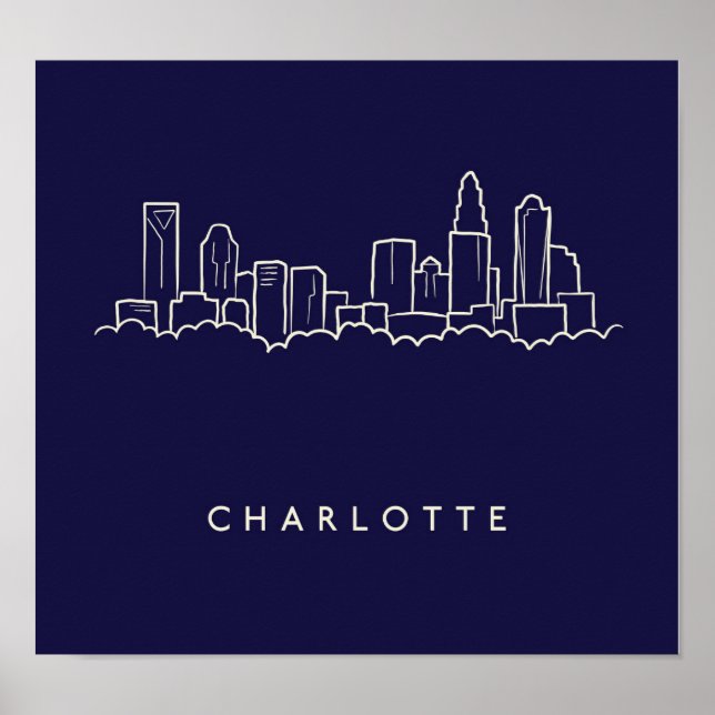 Charlotte, North Carolina City Skyline Poster (Vorne)