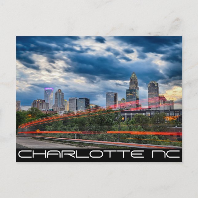 Charlotte North Carolina City Skyline Postkarte (Vorderseite)