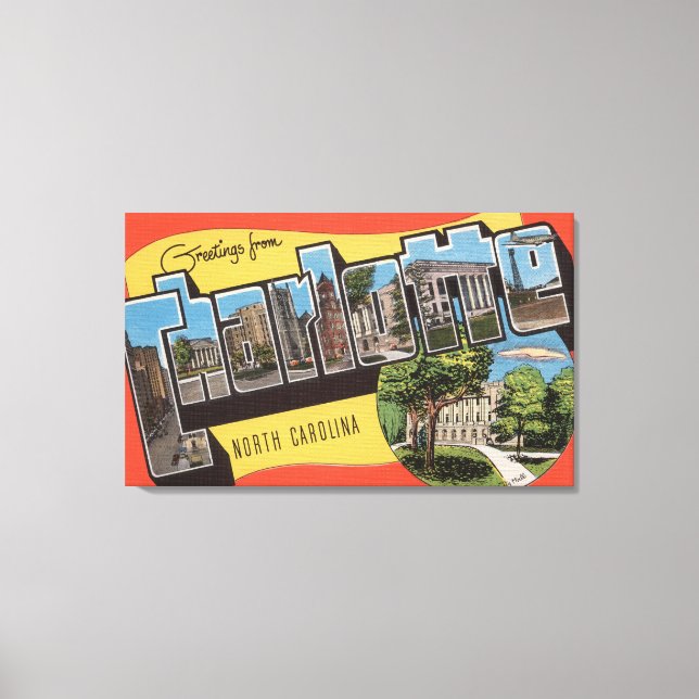 Charlotte, North Carolina - Große Briefszenen Leinwanddruck (Vorderseite)
