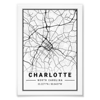 Charlotte - North Carolina Ligth City Map Fotodruck