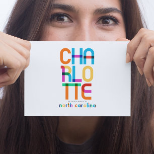 Charlotte North Carolina Mid Century, Pop Art, Postkarte