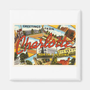 Charlotte North Carolina NC Alte Vintage Postkarte Magnet