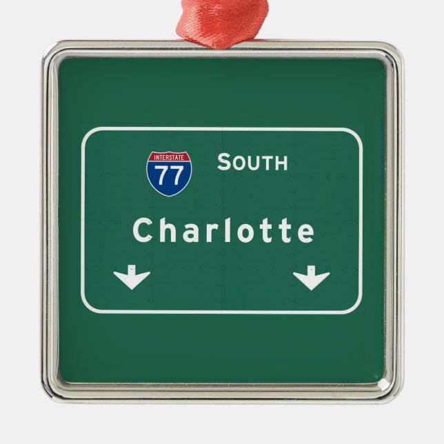 Charlotte-North Carolina nc-Autobahn: Silbernes Ornament (Vorne)
