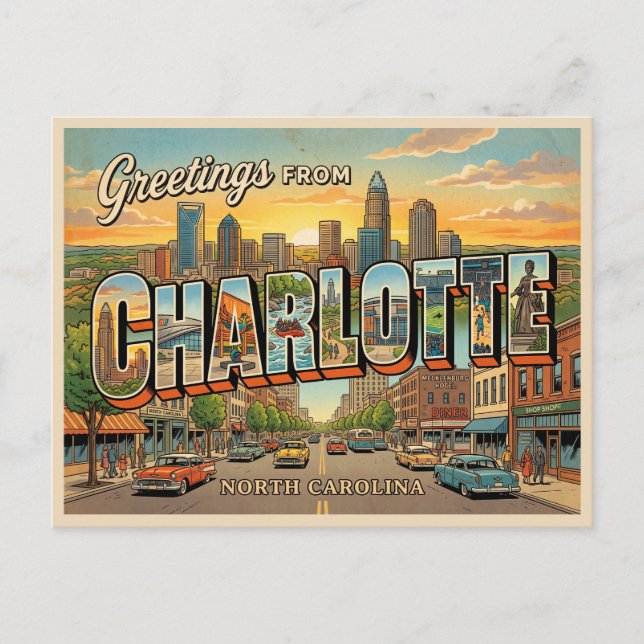 Charlotte North Carolina Postkarte (Vorderseite)