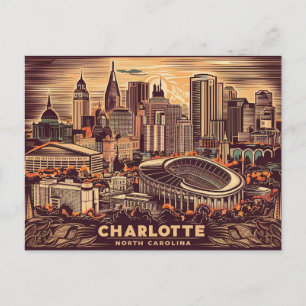 Charlotte, North Carolina,Retro-Stil Postkarte