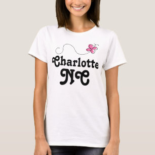 Charlotte-North Carolina-Rosa-Schmetterling T-Shirt