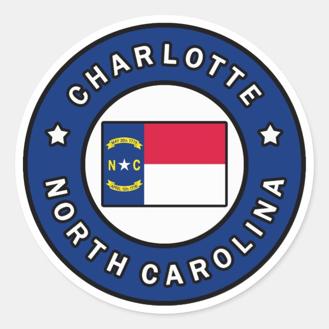 Charlotte North Carolina Runder Aufkleber (Vorderseite)