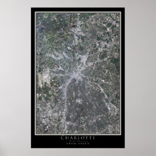 Charlotte North Carolina Satellitenplakat Karte Poster