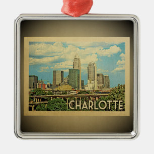 Charlotte North Carolina Silbernes Ornament