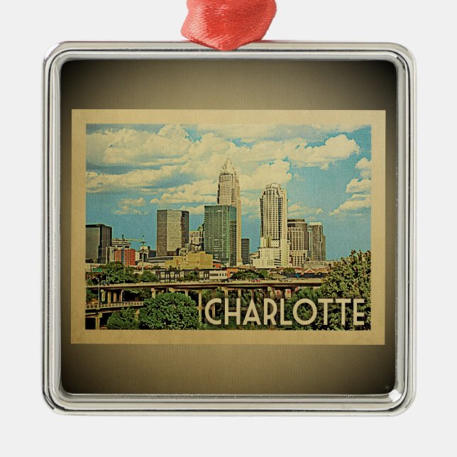 Charlotte North Carolina Silbernes Ornament (Vorne)