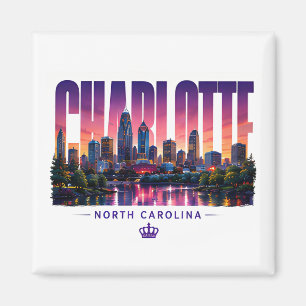 Charlotte North Carolina Skyline City Name Reise Magnet