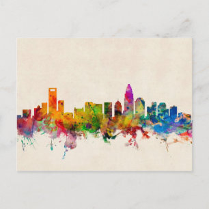 Charlotte North Carolina Skyline Cityscape Postkarte